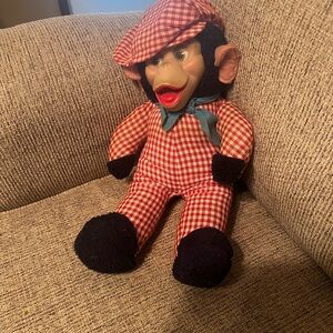 Rare, vintage stuffed monkey with rubber face